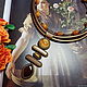Кожаное колье с тигровым глазом, симбирцитом, агатом Киу, Колье, Москва,  Фото №1