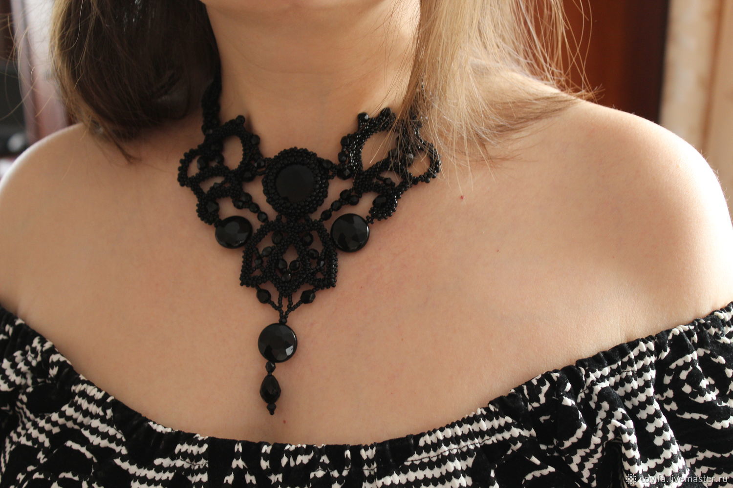 Колье " Черное кружево" в интернет-магазине на Ярмарке Мастеров | Колье ...