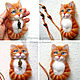 Brooch pendant Cat made of wool orange cat, Cat portrait kitten. Brooches. Woolen Zoo. Online shopping on My Livemaster.  Фото №2
