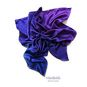 Аксессуары handmade. Livemaster - original item Handkerchief Batik Blue with purple Gradient Silk 100% satin. Handmade.