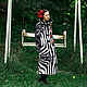 Order Light Black and White Cotton Coat with Print Stripes. mongolia. Livemaster. . Coats Фото №3
