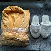 Одежда handmade. Livemaster - original item Plush bathrobe sheepskin slippers. Handmade.