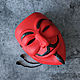 Маска Гая Фокса (анонимус) красная. Маски персонажей. Qarma Masks. Интернет-магазин Ярмарка Мастеров.  Фото №2