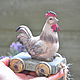 Rooster on wheels Country Provence Vintage kitchen decor, Figurines, Azov,  Фото №1