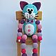 The cat Is purple with a beaded toy, crochet. Teethers and rattles. Zzabava. My Livemaster. Фото №5