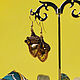 Embroidered Acorn earrings, autumn earrings, gold earrings. Earrings. Zveva. My Livemaster. Фото №4