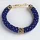 Harness bracelet beaded blue and gold, Bead bracelet, Kireevsk,  Фото №1