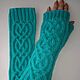Mittens long knitted Milada, St. emerald, Mitts, Kamyshin,  Фото №1