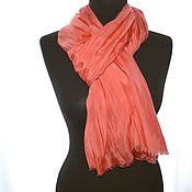 Аксессуары handmade. Livemaster - original item Coral Silk Scarf women`s spring demi-season Silk Scarf. Handmade.