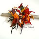 Order Brooch of the skin First snow Date with autumn red leaves. flowersstyle (flowersstyle). Livemaster. . Brooches Фото №3