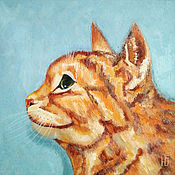 Картины и панно handmade. Livemaster - original item Painting cat red cat in profile portrait of a pet in oil to order. Handmade.