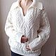 Заказать Джемперы белый с косами. Мастерская K. WooD_KnitweaR. Ярмарка Мастеров. . Джемперы Фото №3