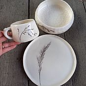 Посуда handmade. Livemaster - original item Set: cup salad bowl plate. Handmade.