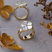 Украшения handmade. Livemaster - original item Stylish gold ring with iridescent sea pearl and diamond. Handmade.