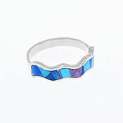 Украшения handmade. Livemaster - original item Ring WAVE. Lapis Lazuli, Turquoise, Charoite. Size 17.5. Handmade.