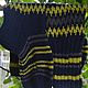 Knitted knee socks ' Yellow on blue'. Socks handmade. Knee. DominikaSamara. My Livemaster. Фото №4
