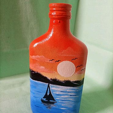 Посуда ручной работы. Ярмарка Мастеров - ручная работа Расписаная бутылочка. Handmade.