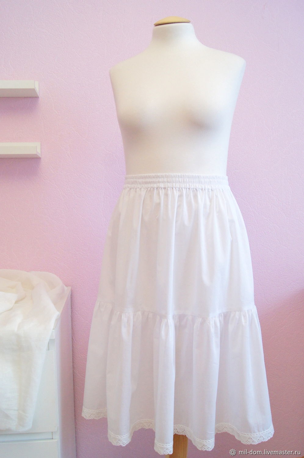 Нижняя юбка из батиста с кружевом в интернет-магазине Ярмарка Мастеров ...
