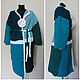 Turquoise knit coat ' Turquoise squares ', Coats, Moscow,  Фото №1