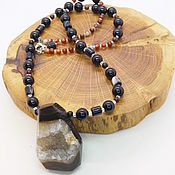 Украшения handmade. Livemaster - original item Necklace with agate and quartz druse 55 cm. Handmade.
