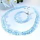 Necklace and bracelet with pearls and blue topaz, Necklace, Moscow,  Фото №1
