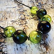 Украшения handmade. Livemaster - original item Necklace black green. Glass lampwork. Handmade.
