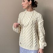Одежда handmade. Livemaster - original item Knitted sweater oversize white stylish beautiful in stock one. Handmade.
