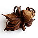 Order Automatic Hairpin Flower Leather Soft Brown Light Brown. De-Si-Re. Livemaster. . Hairpins Фото №3