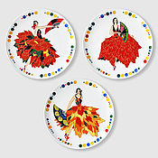 Картины и панно handmade. Livemaster - original item Decorative wall plates interior with girls Set No. №1. Handmade.