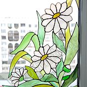 Для дома и интерьера handmade. Livemaster - original item Stained glass window corner "Camomiles". Handmade.