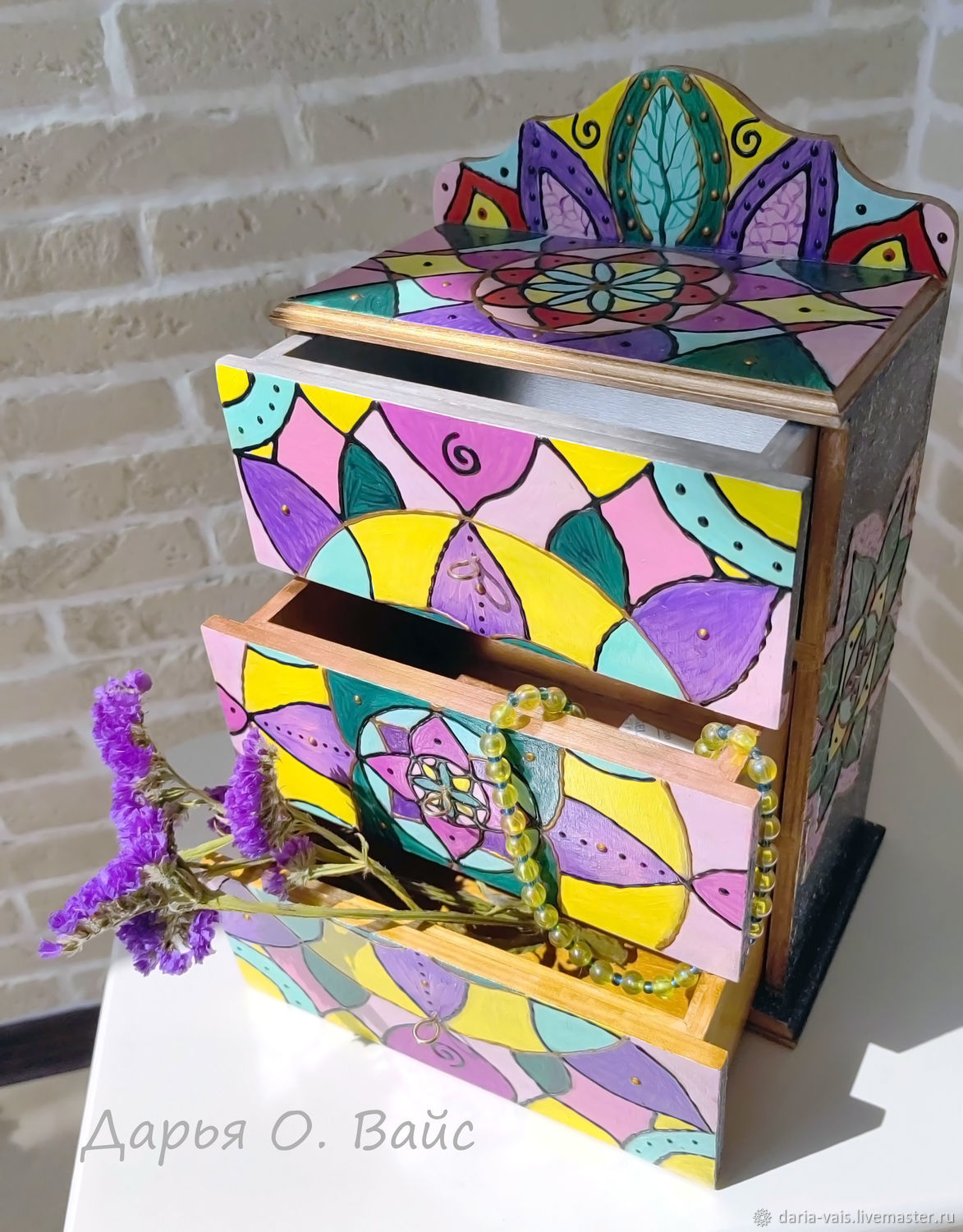 Мини-комод "Витражи" (дерево, роспись) купить в интернет-магазине ...