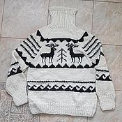 Одежда handmade. Livemaster - original item The reindeer sweater from sheep wool. Handmade.
