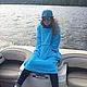 Hoodie aquamarine, big cozy hood, tailor made applique
