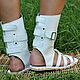 Greek High Sandals leather white Unisex. Sandals. Katorina Rukodelnica HandMadeButik. My Livemaster. Фото №4