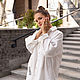 White Shirt in men's style size oversize linen with embroidery. Blouses. NATALINI. My Livemaster. Фото №11