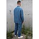Рубашка унисекс из вареной крапивы Рами Ramie Draftsman Shirt Blue. Рубашки мужские. VÄN Studio. Ярмарка Мастеров.  Фото №5
