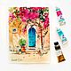 Watercolor painting southern house with a door a pot of bougainvillea flowers, Pictures, Moscow,  Фото №1