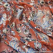 Материалы для творчества handmade. Livemaster - original item Fabric: DeVore Paisley silk on terracotta. Handmade.
