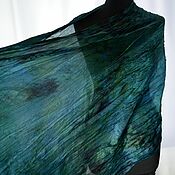 Аксессуары handmade. Livemaster - original item Scarf women`s silk blue green long thin pressed sheila. Handmade.