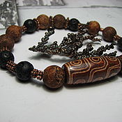 Украшения handmade. Livemaster - original item Bracelet with lava (basalt), African agate Ji 9 eyes. Handmade.