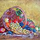 Картина маслом "Улитка и виноград". холст корзина фрукты, Pictures, Chelyabinsk,  Фото №1