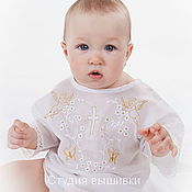 Работы для детей, handmade. Livemaster - original item Baptismal shirt Golden Angels. Handmade.