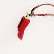 Украшения handmade. Livemaster - original item Pepper on a leather cord. Handmade.