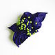 Order Leather Brooch Sabine leather flower blue cobalt green pear. De-Si-Re. Livemaster. . Brooches Фото №3