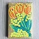 Painting tulips and mimosa on gold canvas 'Female' 15h10h1,5 cm. Pictures. chuvstvo-pozitiva (chuvstvo-pozitiva). Online shopping on My Livemaster.  Фото №2