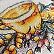 Картина вышивка крестом Облепиховый чай. Картины. Embroidery by Alena. Ярмарка Мастеров.  Фото №7