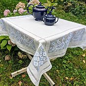 Для дома и интерьера handmade. Livemaster - original item Linen tablecloth 90/90 Cocks Ivanovo stitch. Handmade.