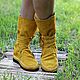 Boot moccasins made of genuine leather in Mustard. Moccasins. Katorina Rukodelnica HandMadeButik. Online shopping on My Livemaster.  Фото №2