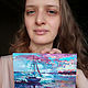 Заказать Картина маслом море яхта "Загадочный закат" миниатюра. Дарья Сундари 'Картины Света'. Ярмарка Мастеров. . Картины Фото №3