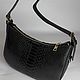 Women's black leather bag made of python leather, Crossbody bag, Izhevsk,  Фото №1